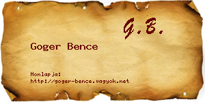 Goger Bence névjegykártya